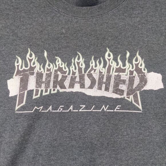 Thrasher Magazine Men's T-Shirt Short Sleeve L Green Gray Crew Neck Regular Fit - Picture 3 of 12